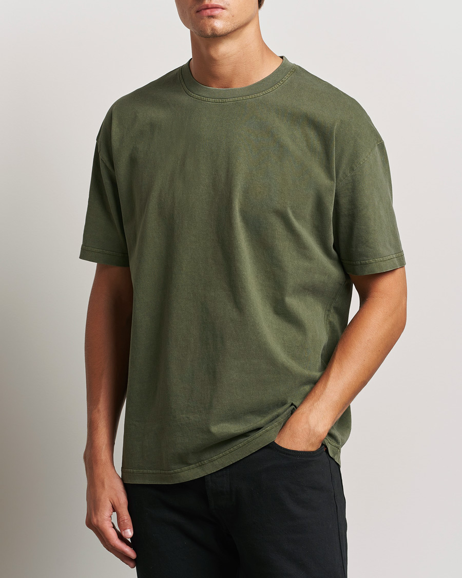 Herren | T-Shirts | Samsøe Samsøe | Pigment Dyed Crew Neck T-Shirt Forest Night