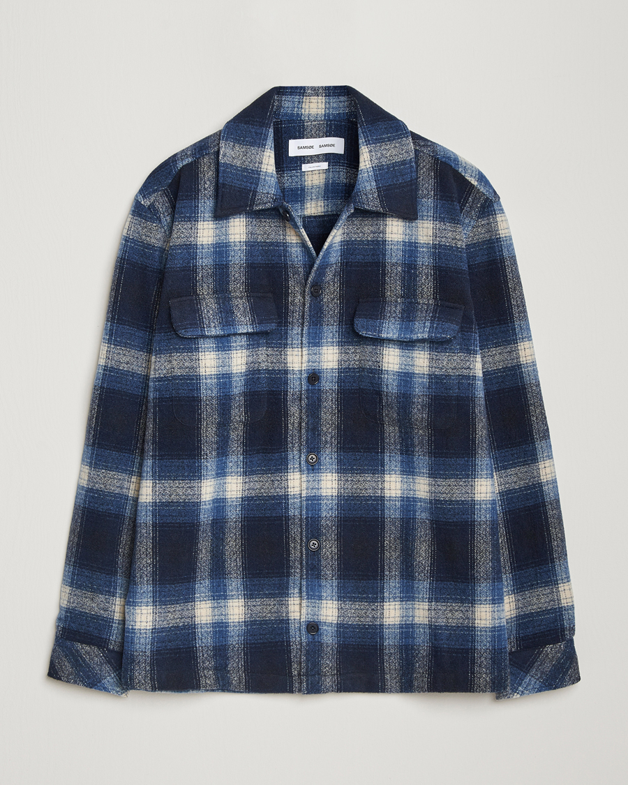 Herren | Hemden | Samsøe Samsøe | Castor Checked Overshirt True Navy