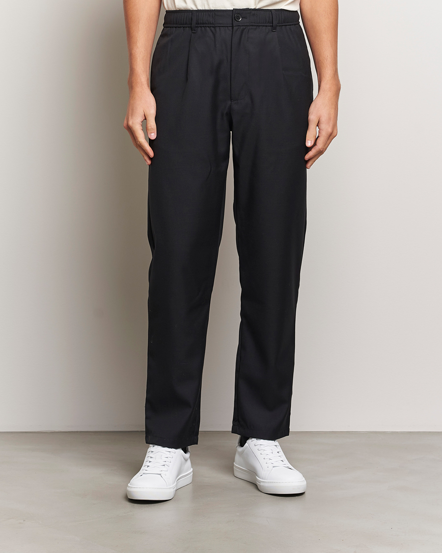 Herren | Hosen | Samsøe Samsøe | Bertil Pleated Drawstring Trousers Black