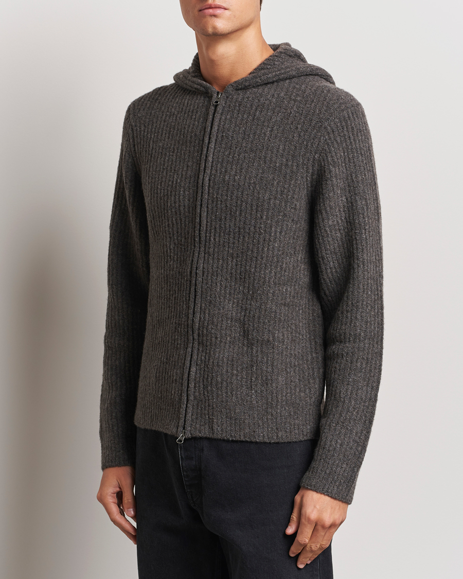 Herren | Pullover | Samsøe Samsøe | Koji Rib Knitted Hooded Full Zip Volcanic Ash