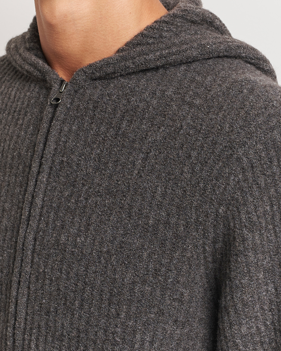 Herren | Pullover | Samsøe Samsøe | Koji Rib Knitted Hooded Full Zip Volcanic Ash