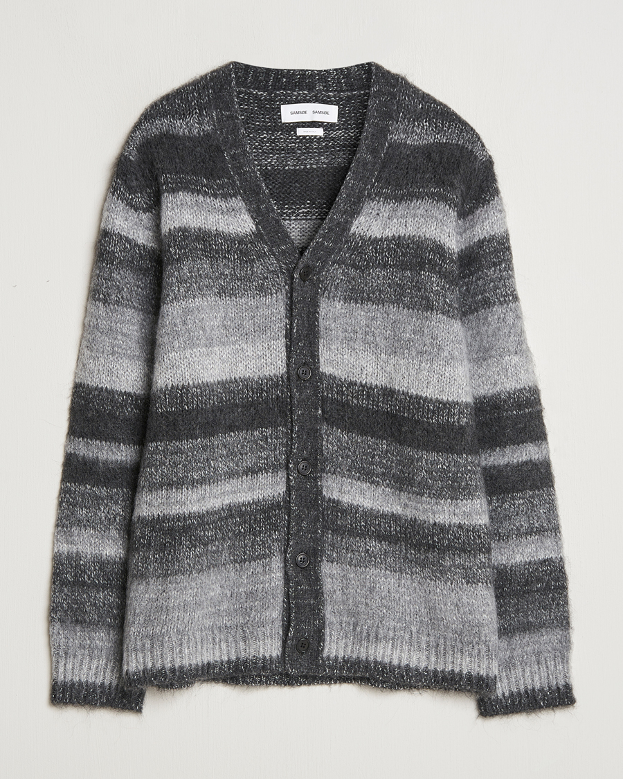 Herren | Pullover | Samsøe Samsøe | Ari Mohair Striped Cardigan Grey
