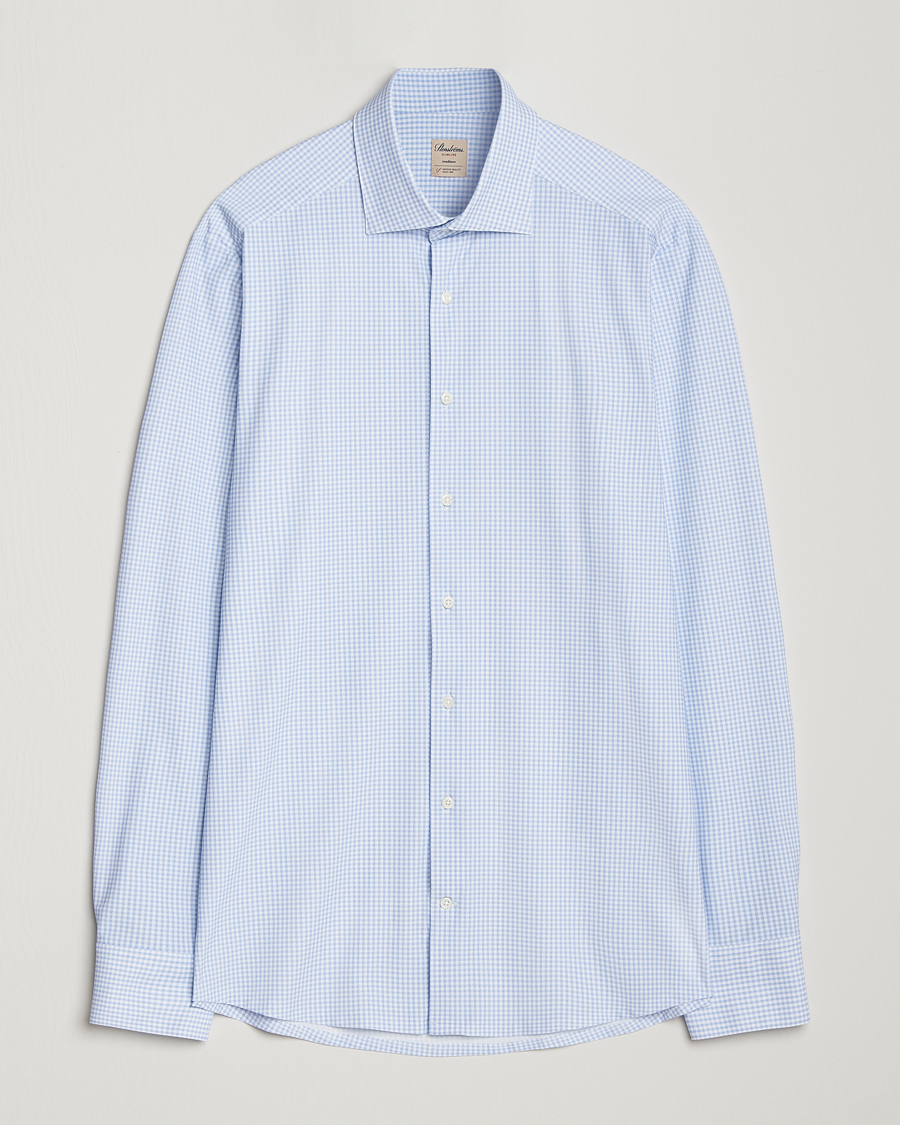 Herren | Hemden | Stenströms | Slimline 4-Way Stretch Houndstooth Shirt Blue