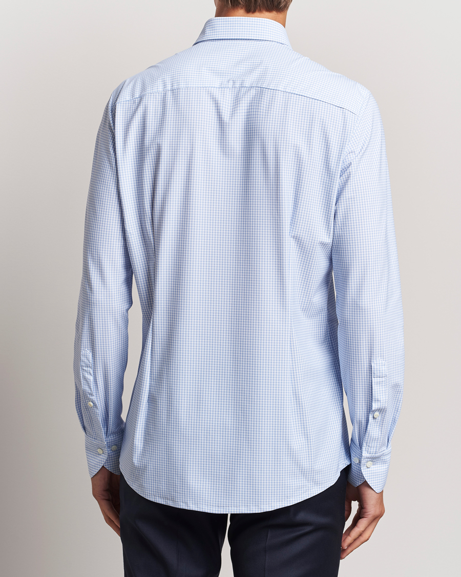 Herren | Hemden | Stenströms | Slimline 4-Way Stretch Houndstooth Shirt Blue