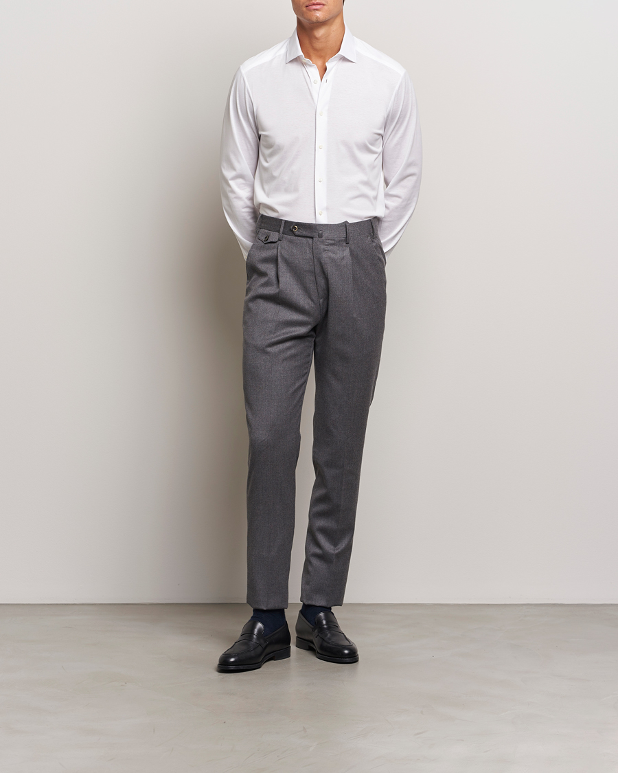 Herren | Hemden | Stenströms | Slimline Stretch Jersey Shirt White