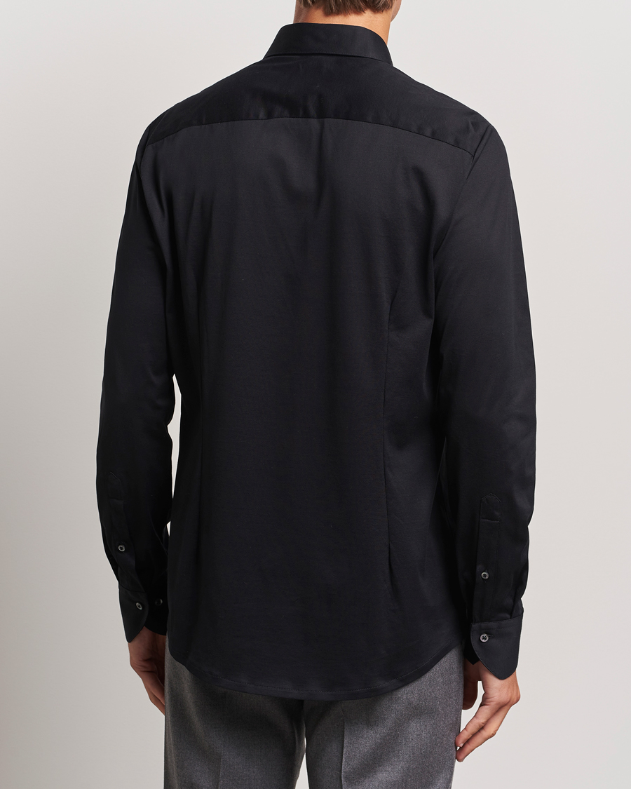 Herren | Hemden | Stenströms | Slimline Stretch Jersey Shirt Black
