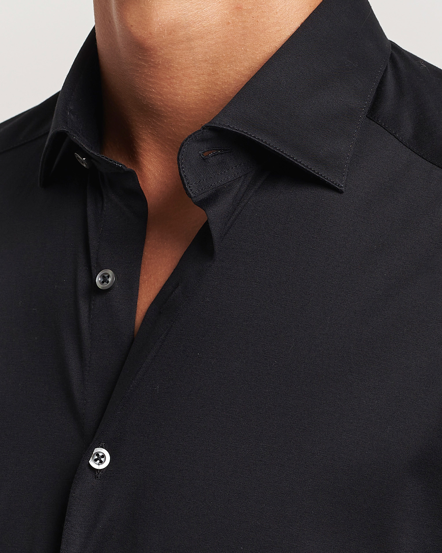 Herren | Hemden | Stenströms | Slimline Stretch Jersey Shirt Black