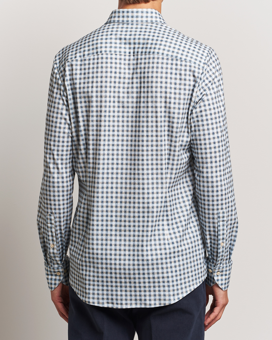 Herren | Hemden | Stenströms | Slimline 4-Way Stretch Checked Shirt Blue