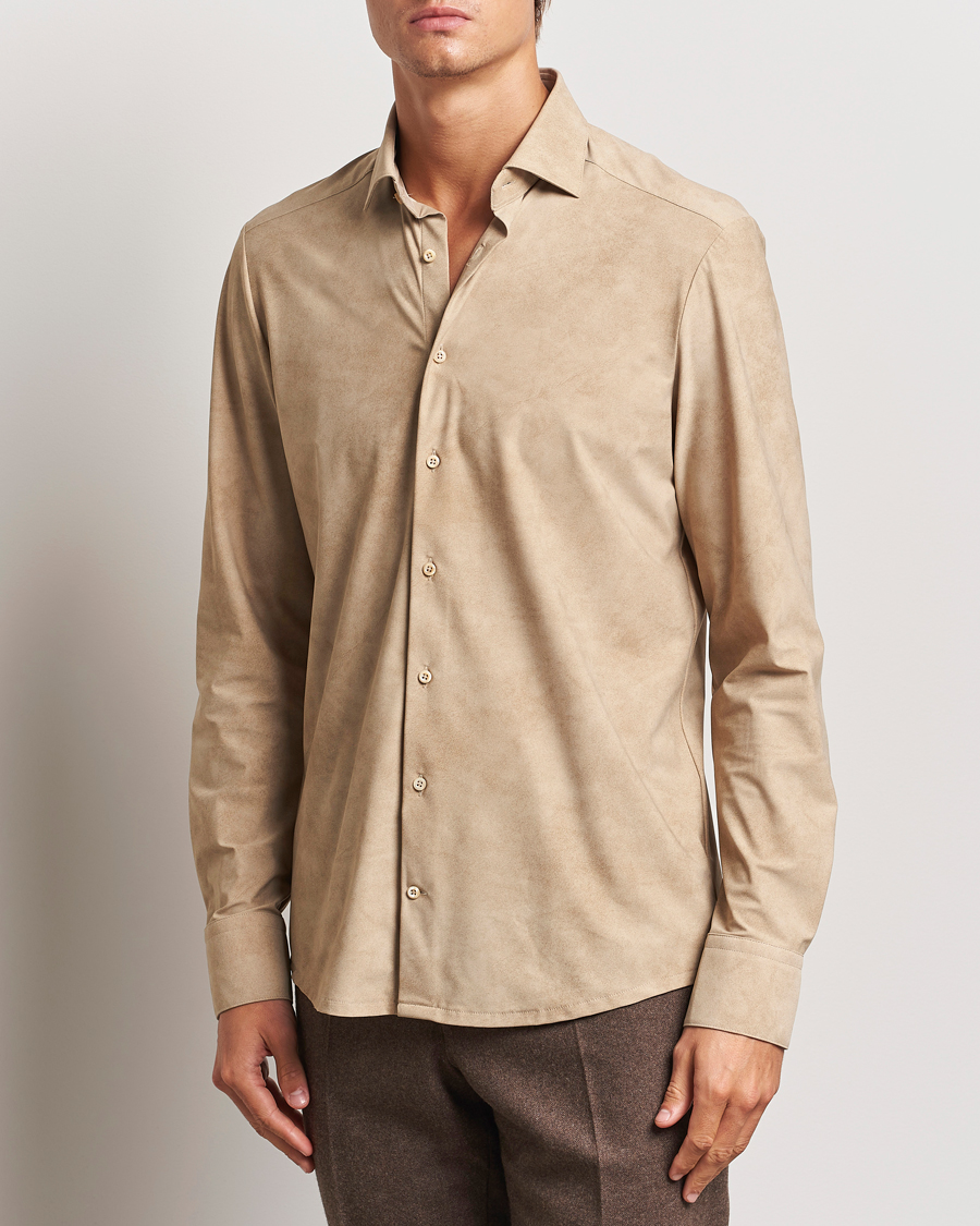 Herren | Hemden | Stenströms | Slimline 4-Way Stretch Shirt Beige