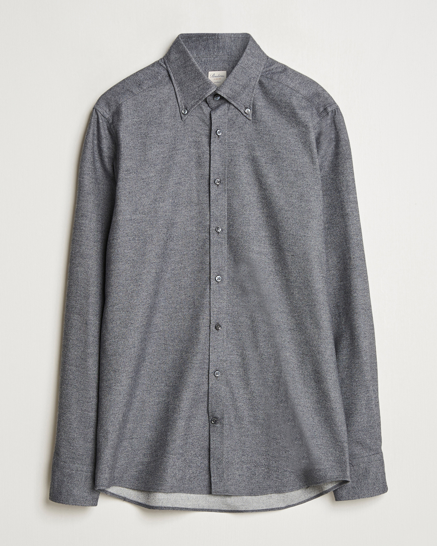 Herren | Hemden | Stenströms | Slimline Flannel Shirt Dark Grey