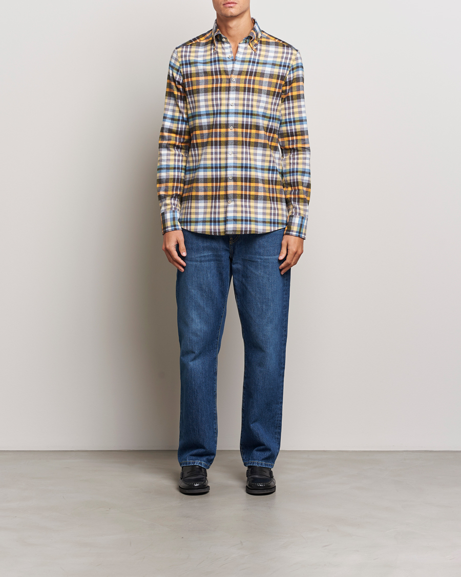 Herren | Hemden | Stenströms | Slimline Flannel Checked Shirt Multi
