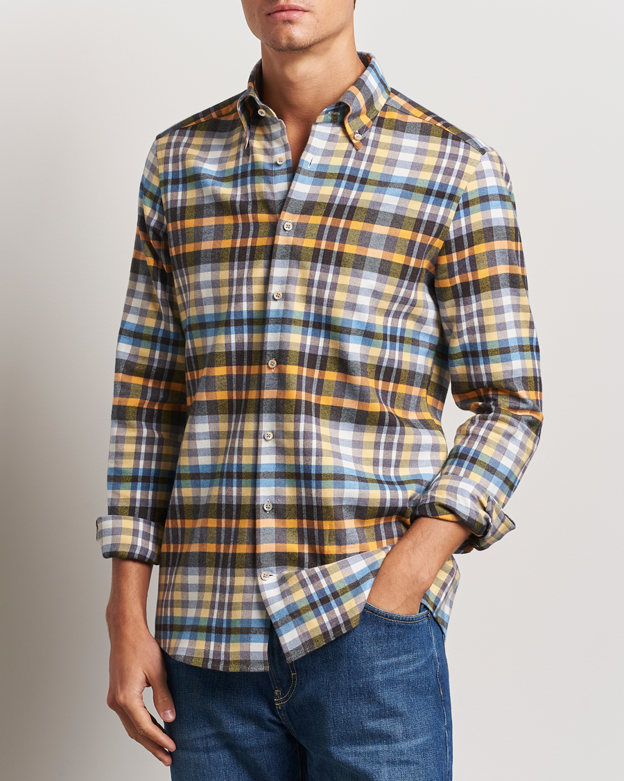 Herren | Hemden | Stenströms | Slimline Flannel Checked Shirt Multi