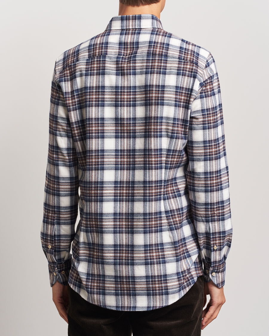 Herren | Hemden | Stenströms | Slimline Flannel Big Checked Shirt Blue/Brown