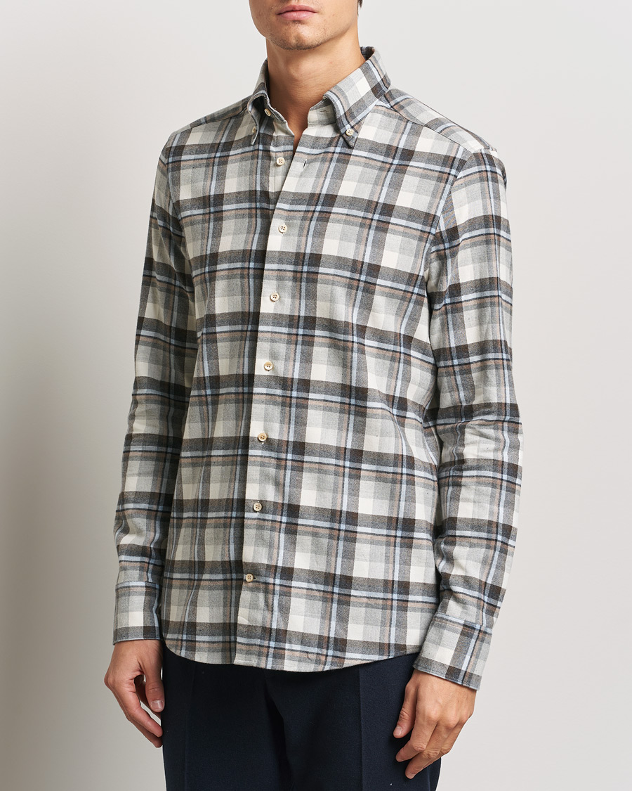 Herren | Hemden | Stenströms | Slimline Flannel Checked Shirt Multi