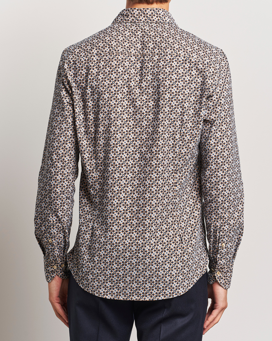 Herren | Hemden | Stenströms | Slimline Printed Cord Shirt Brown