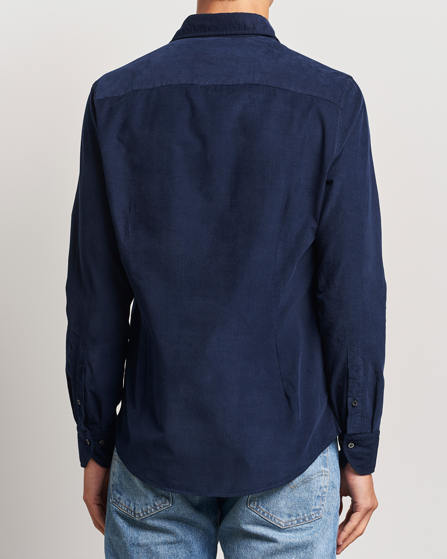 Herren | Hemden | Stenströms | Slimline Cut Away Cord Shirt Blue
