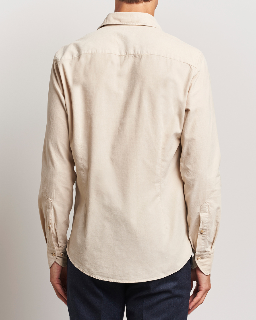 Herren | Hemden | Stenströms | Slimline Cut Away Cord Shirt Beige