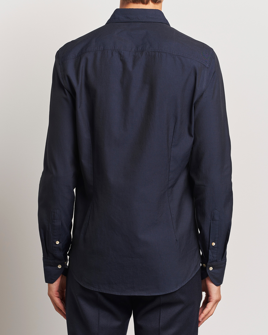 Herren | Hemden | Stenströms | Slimline Cut Away Washed Twill Shirt Navy