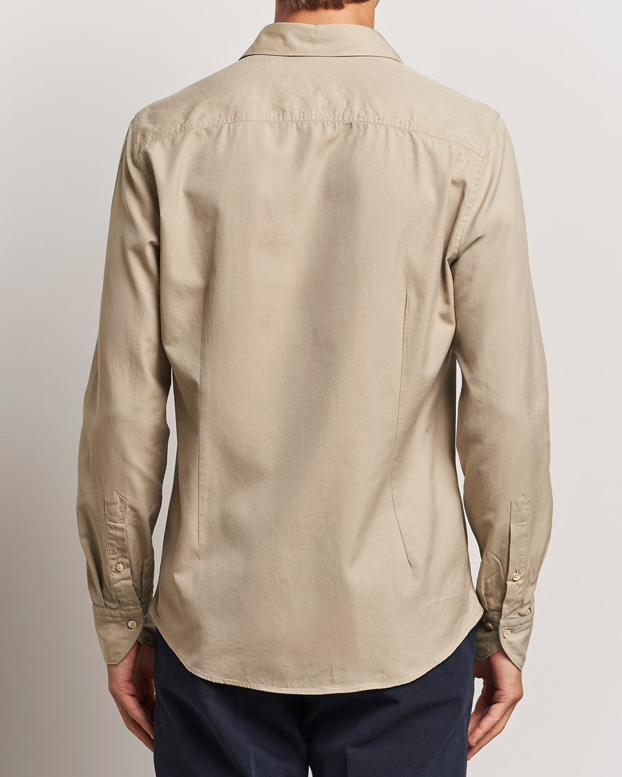 Herren | Hemden | Stenströms | Slimline Cut Away Washed Twill Shirt Beige