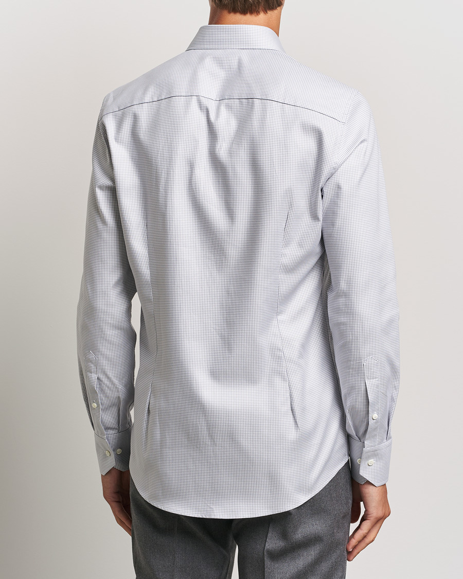 Herren | Hemden | Stenströms | Slimline Houndstooth Cut Away Shirt Grey