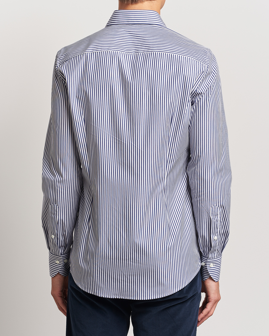 Herren | Hemden | Stenströms | Slimline Striped Poplin Cut Away Shirt Blue