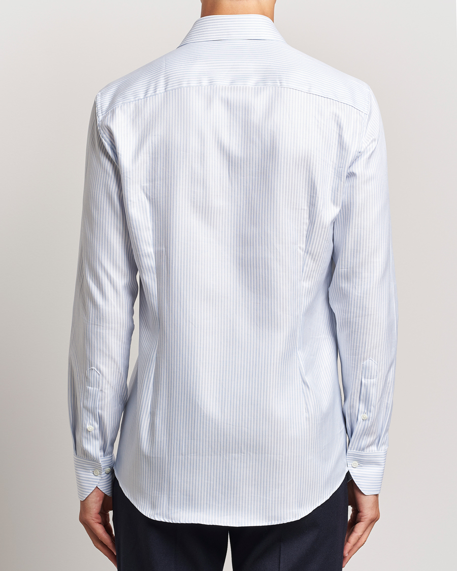 Herren | Hemden | Stenströms | Slimline Striped Twill Cut Away Shirt White/Blue