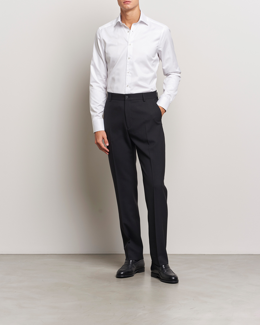 Herren | Hemden | Stenströms | Slimline Contrast Cut Away Shirt White/Grey