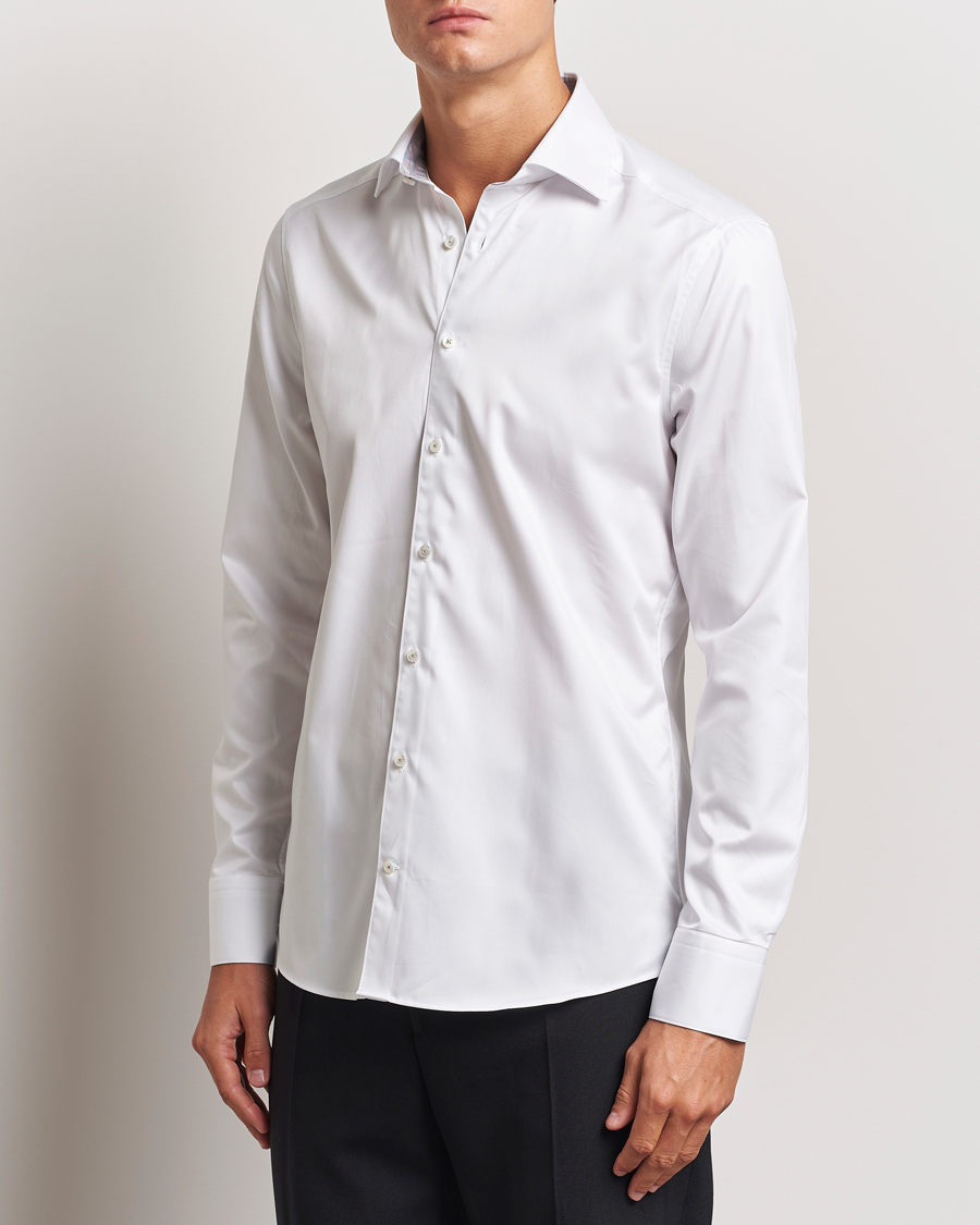 Herren | Hemden | Stenströms | Slimline Contrast Cut Away Shirt White/Grey