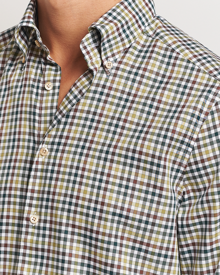 Herren | Hemden | Stenströms | Slimline Small Check Button Down Shirt Green