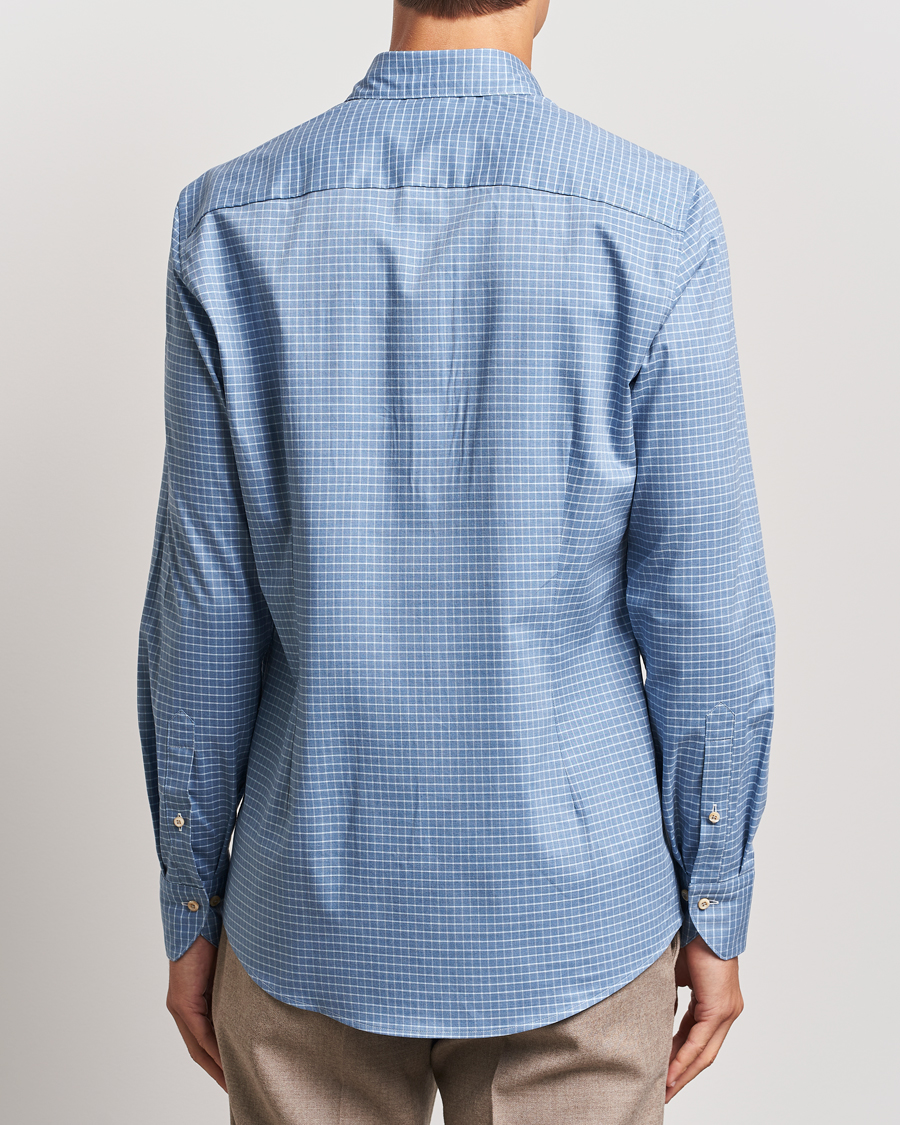 Herren | Hemden | Stenströms | Slimline Melange Check Cut Away Shirt Blue