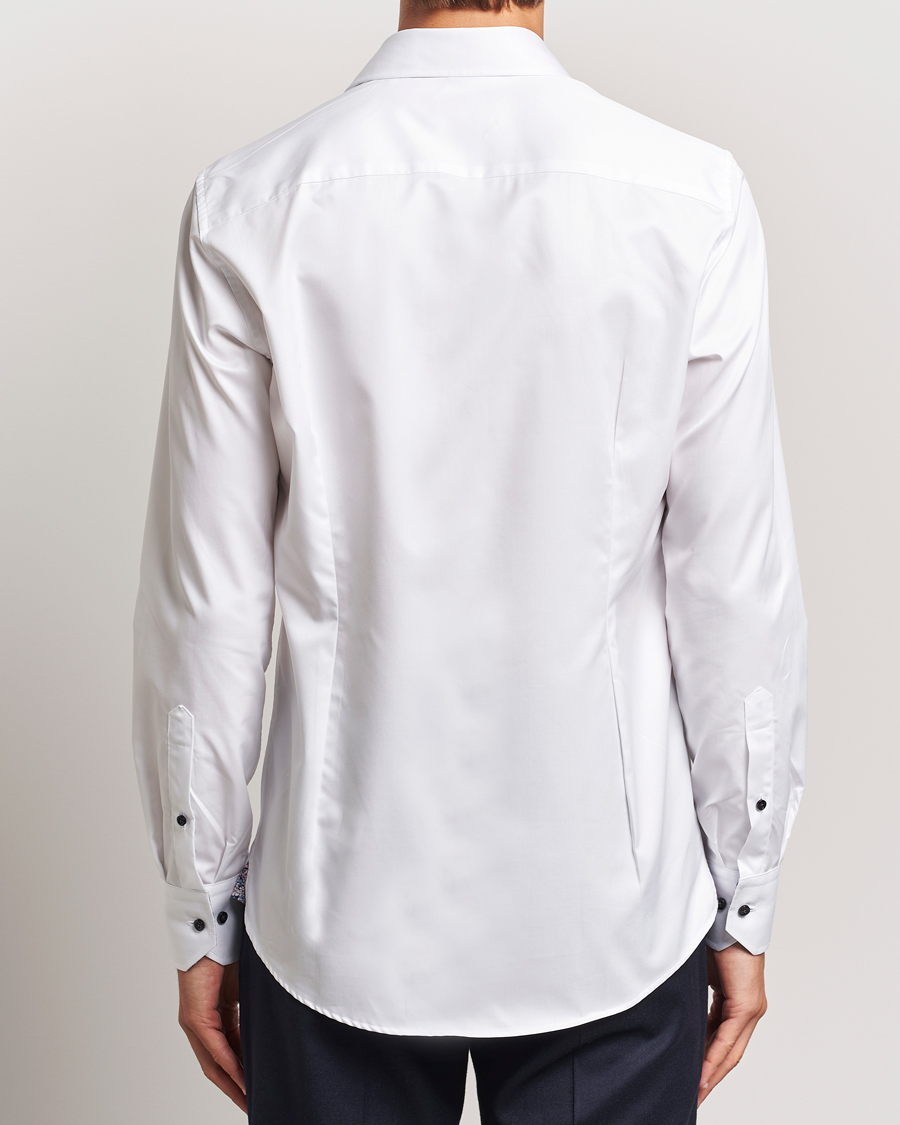 Herren | Hemden | Stenströms | Slimline Twill Flower Contrast Shirt White
