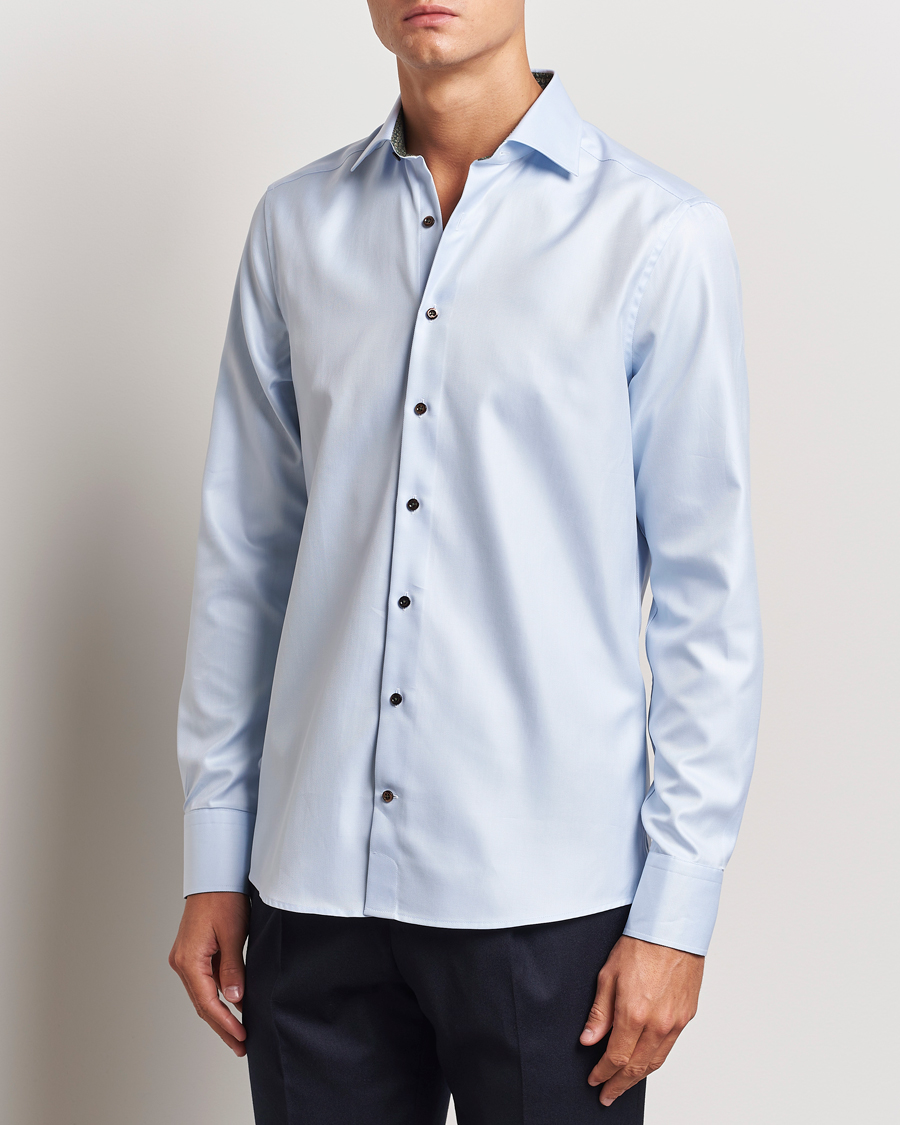 Herren | Hemden | Stenströms | Slimline Superior Twill Contrast Shirt Blue