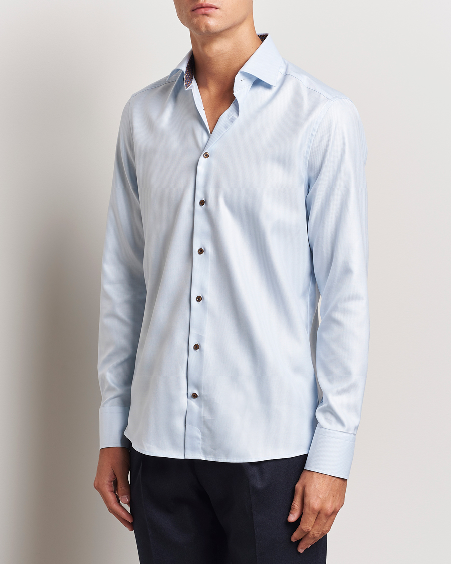 Herren | Hemden | Stenströms | Slimline Houndstooth Contrast Shirt Blue