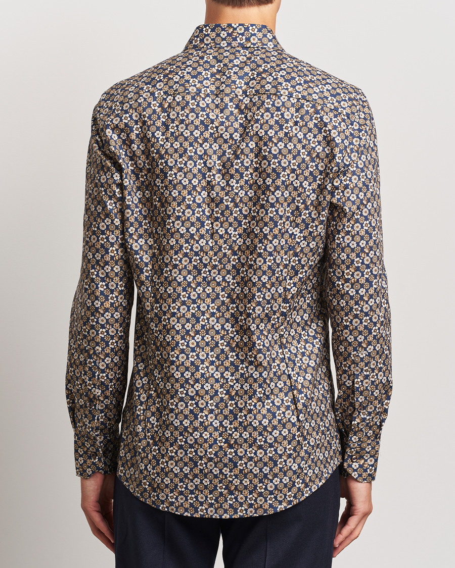Herren | Hemden | Stenströms | Slimline Printed Cut Away Shirt Blue
