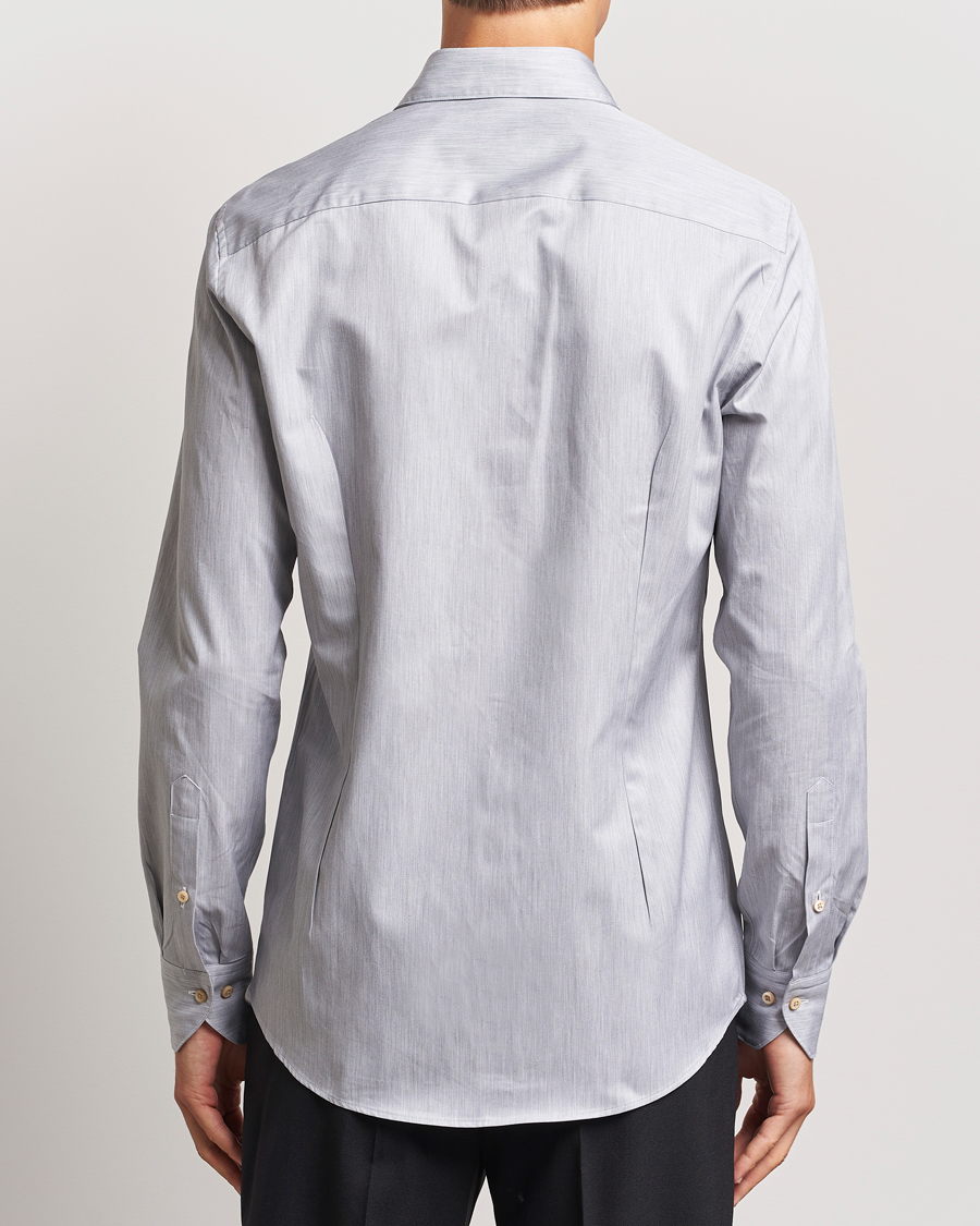 Herren | Hemden | Stenströms | Slimline Twill Melange Cut Away Shirt Grey