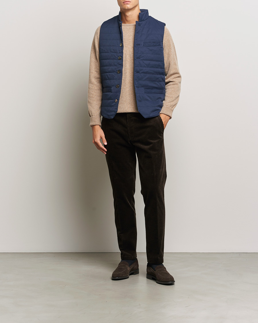 Herren | Jacken | Stenströms | Dressed Mid Layer Twill Gilet Navy