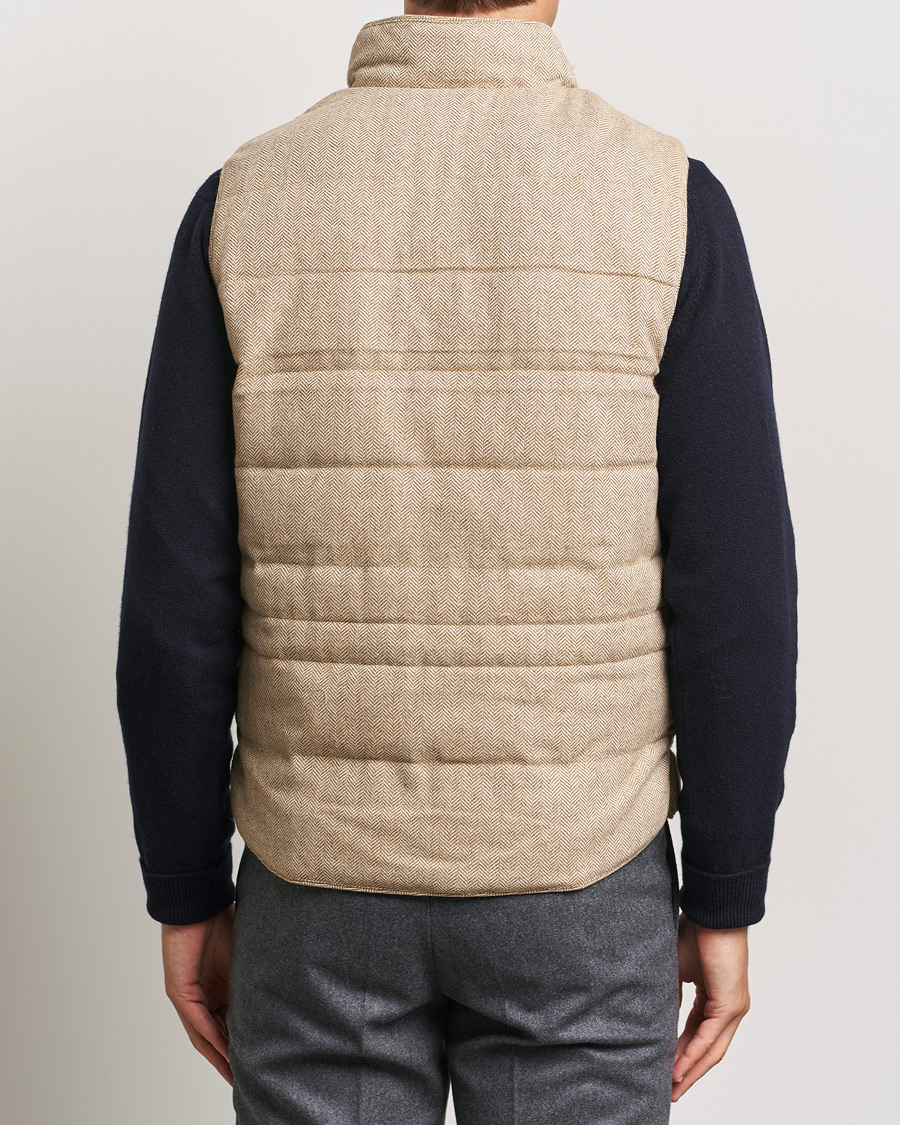 Herren | Jacken | Stenströms | Padded Herringbone Wool Vest Brown