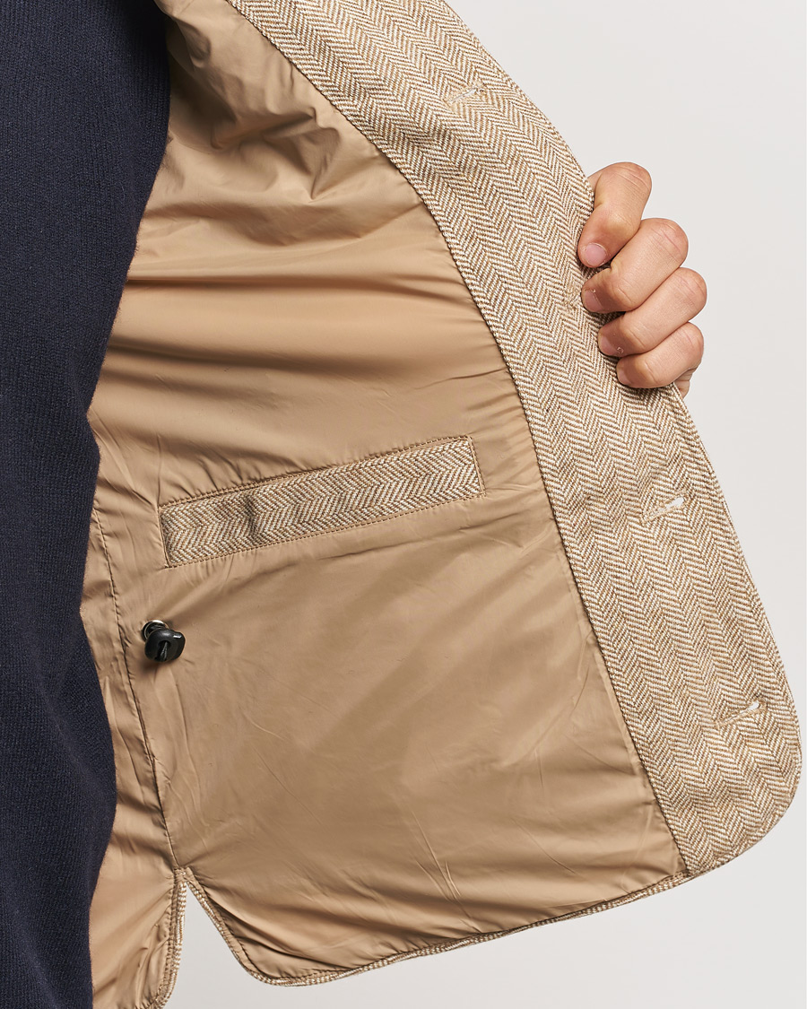 Herren | Jacken | Stenströms | Padded Herringbone Wool Vest Brown