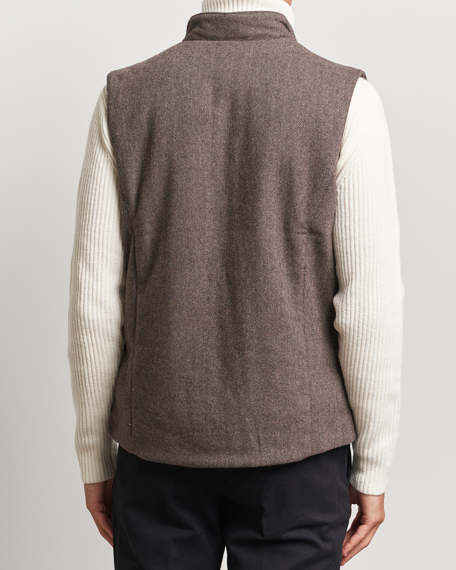 Herren | Jacken | Stenströms | Alcantara Detail Herringbone Wool Vest Dark Brown