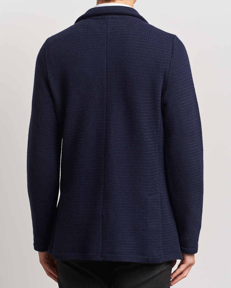 Herren | Sakkos | Stenströms | Knitted Textured Merino Wool Blazer Navy