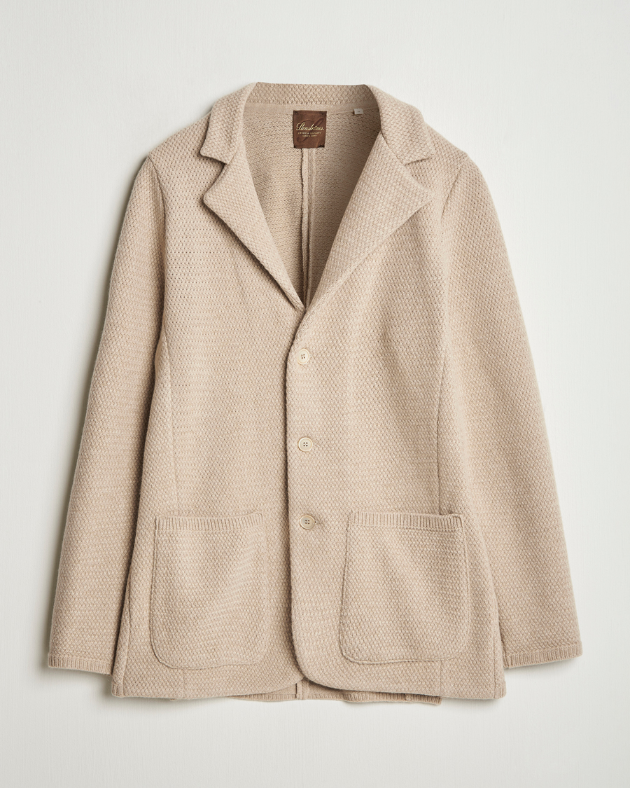 Herren | Sakkos | Stenströms | Knitted Textured Merino Wool Blazer Beige