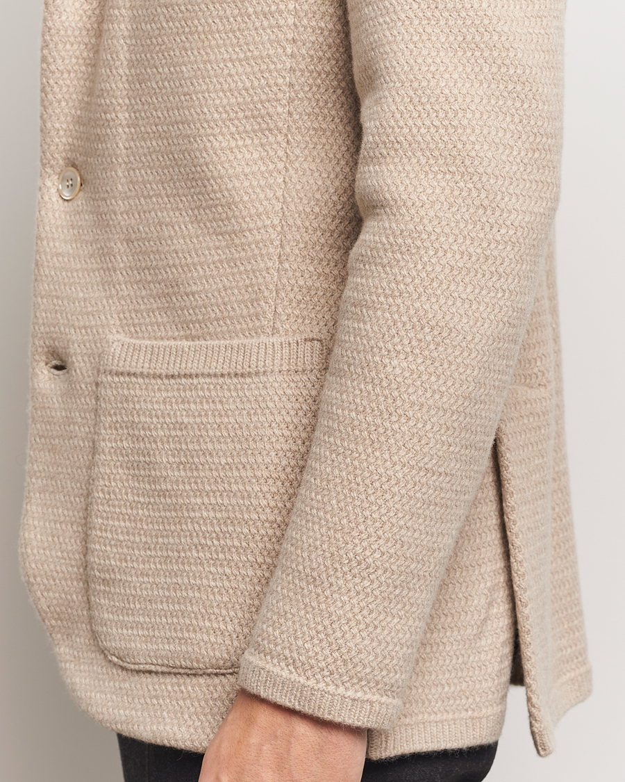 Herren | Sakkos | Stenströms | Knitted Textured Merino Wool Blazer Beige