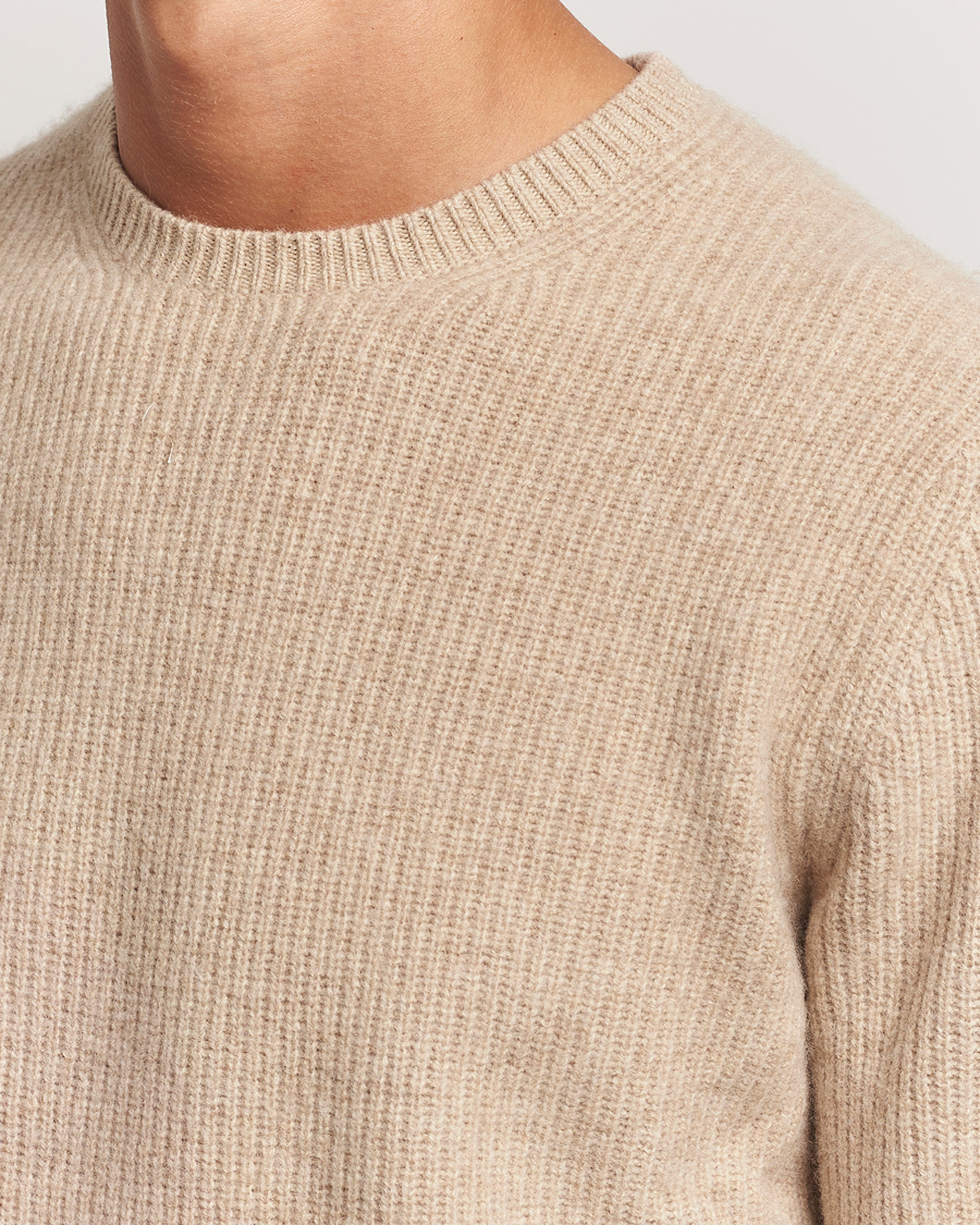 Herren | Pullover | Stenströms | Knitted Ribbed Yak/Merino Sweater Beige