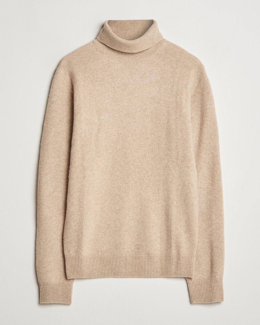 Herren | Pullover | Stenströms | Knitted Yak/Merino Rollneck Beige