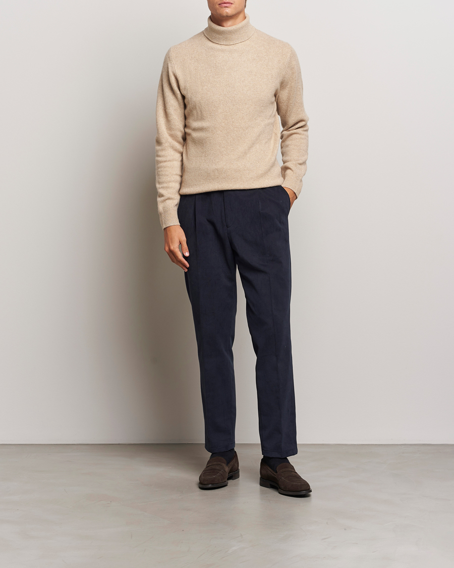 Herren | Pullover | Stenströms | Knitted Yak/Merino Rollneck Beige