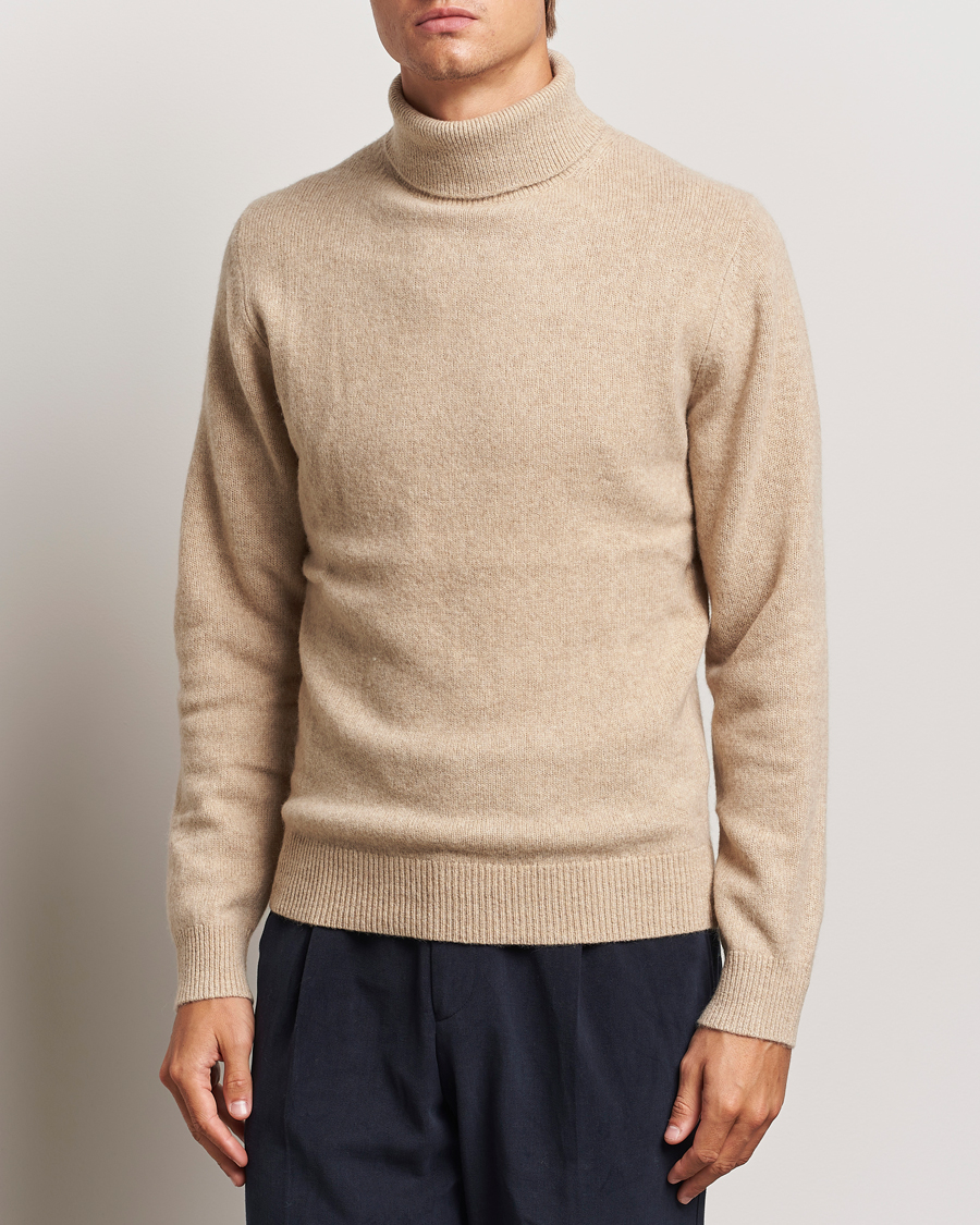 Herren | Pullover | Stenströms | Knitted Yak/Merino Rollneck Beige