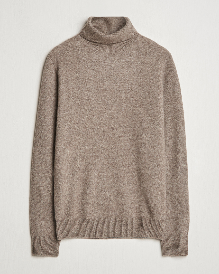 Herren | Pullover | Stenströms | Knitted Yak/Merino Rollneck Brown