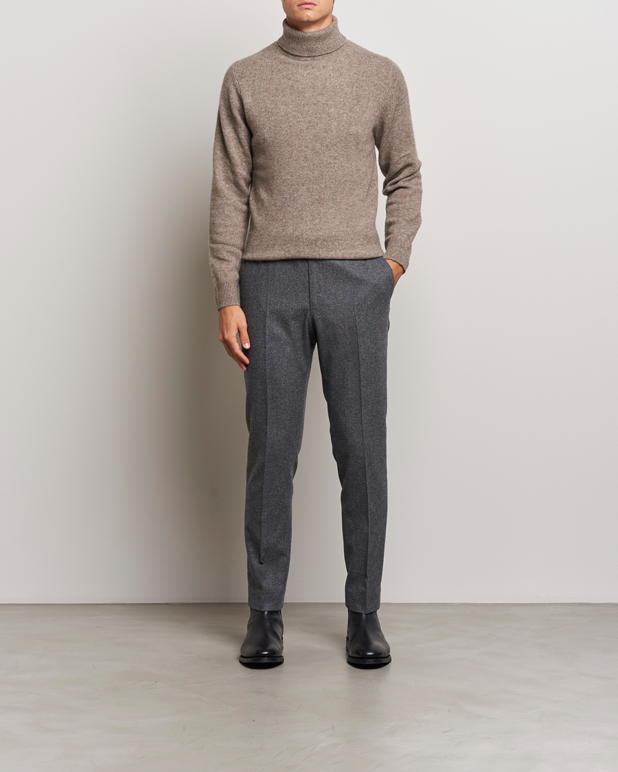 Herren | Pullover | Stenströms | Knitted Yak/Merino Rollneck Brown