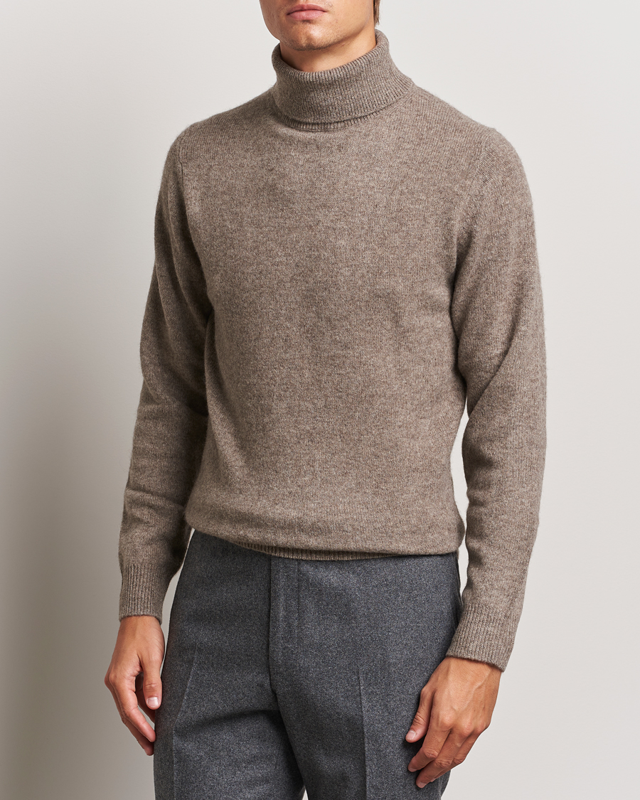 Herren | Pullover | Stenströms | Knitted Yak/Merino Rollneck Brown