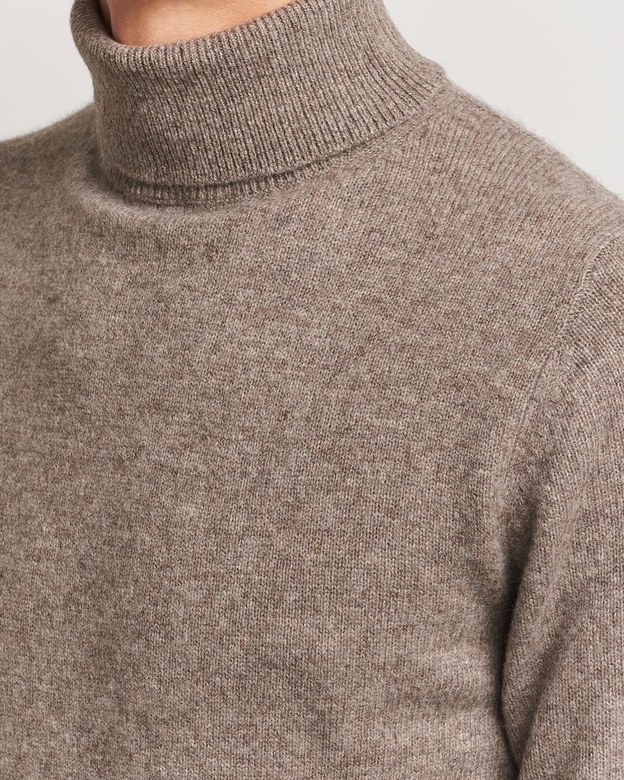 Herren | Pullover | Stenströms | Knitted Yak/Merino Rollneck Brown
